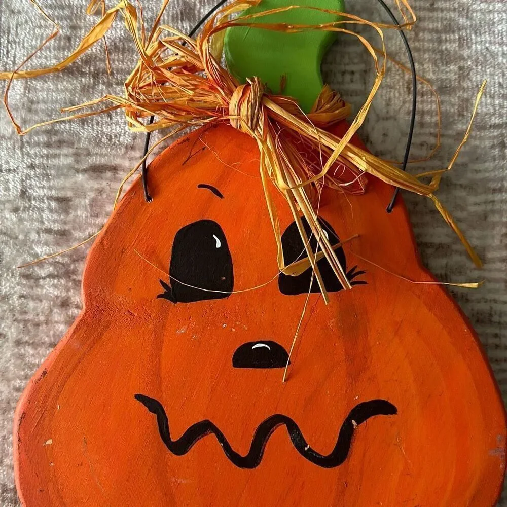 Pumpkin wall hanging 10.5” orange pumpkin whimsical